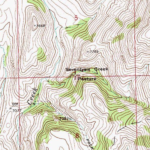 Topographic Map of Seventysix Creek Pasture, NV