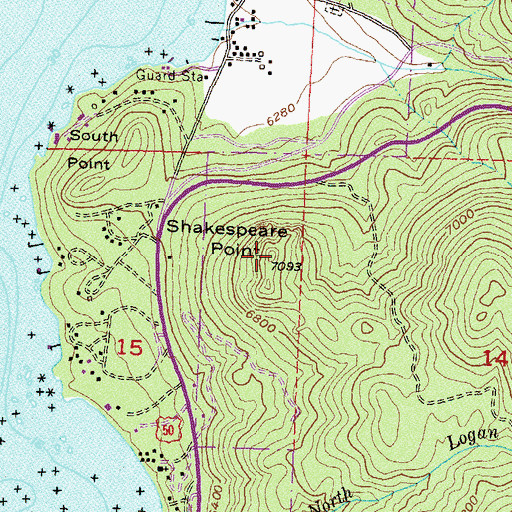 Topographic Map of Shakespeare Point, NV