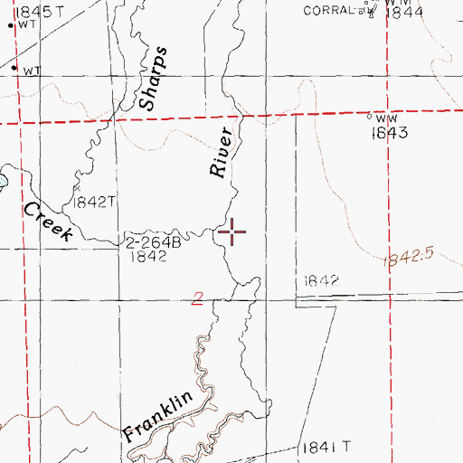Topographic Map of Sharps Creek, NV
