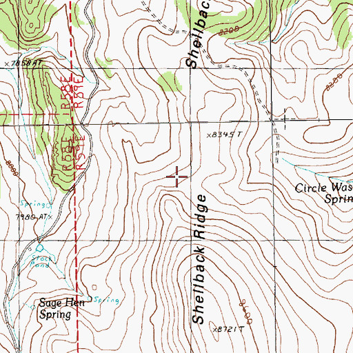 Topographic Map of Shellback Ridge, NV