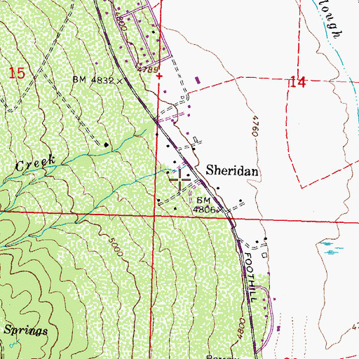 Topographic Map of Sheridan, NV
