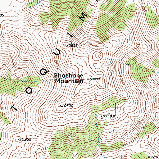 Topographic Map of Shoshone Mountain, NV