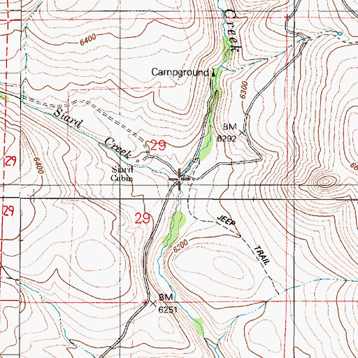 Topographic Map of Siard Creek, NV