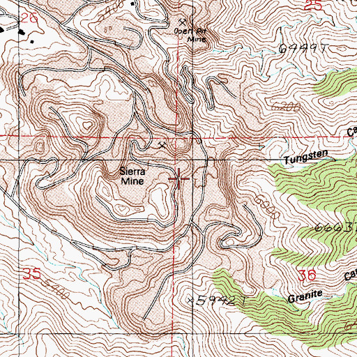 Topographic Map of Sierra Mine, NV