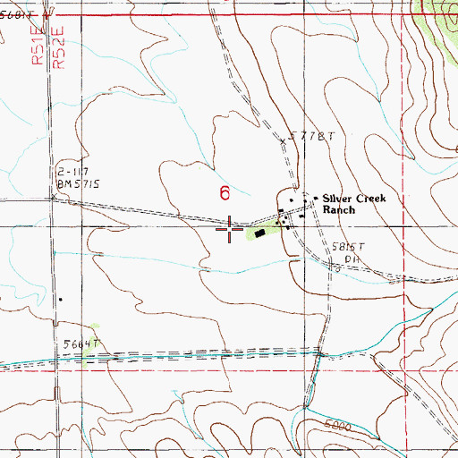 Topographic Map of Silver Creek Ranch, NV