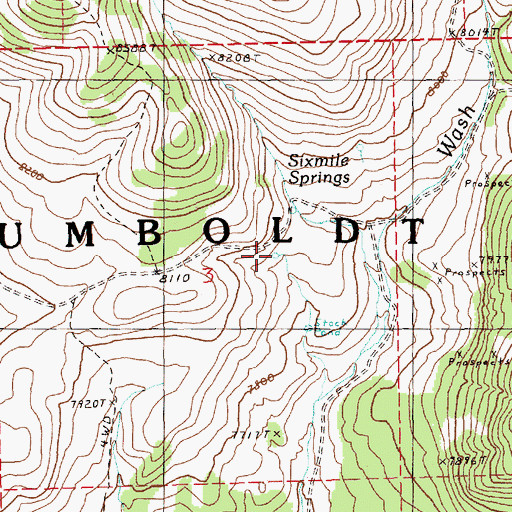 Topographic Map of Sixmile Springs, NV