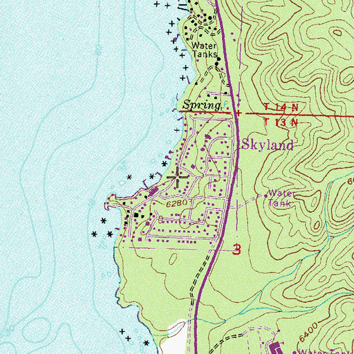 Topographic Map of Skyland, NV