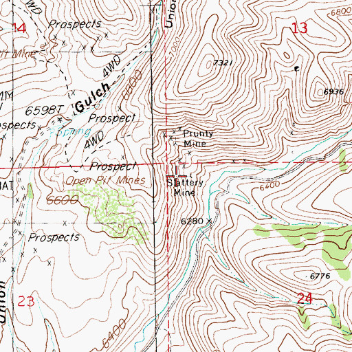 Topographic Map of Slattery Mine, NV