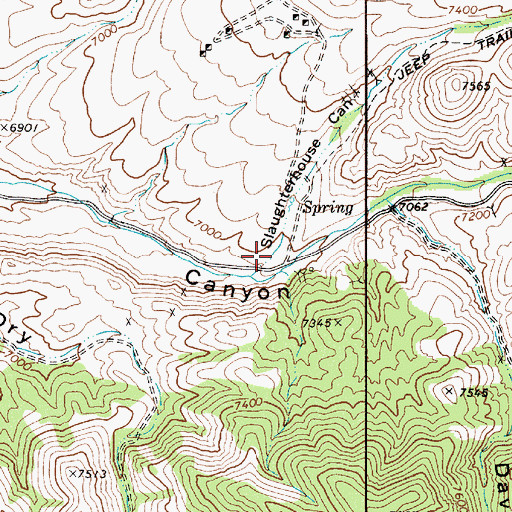 Topographic Map of Slaughterhouse Canyon, NV