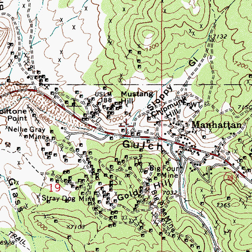 Topographic Map of Sloppy Gulch, NV