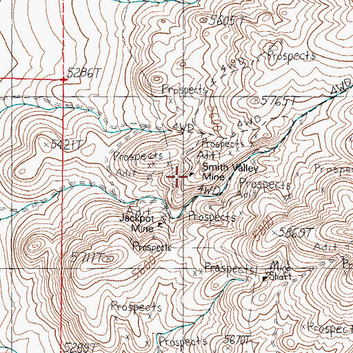 Topographic Map of Smith Valley Mine, NV