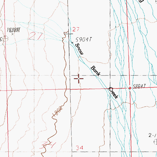 Topographic Map of Snow Bank Creek, NV
