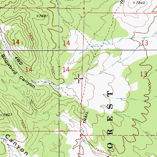 Topographic Map of Snowbird Canyon, NV