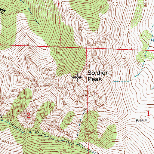 Topographic Map of Soldier Peak, NV
