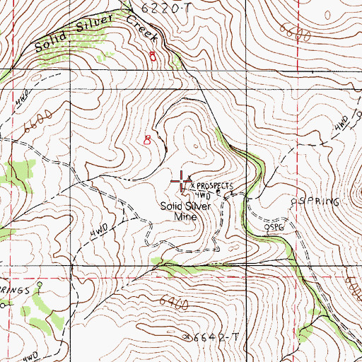 Topographic Map of Solid Silver Mine, NV