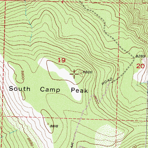 Topographic Map of South Camp Peak, NV