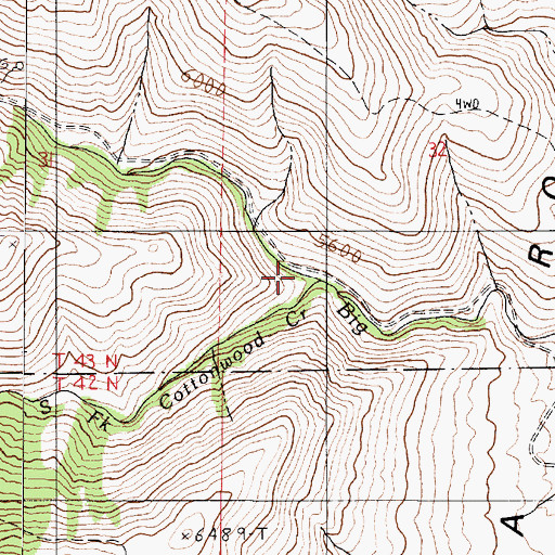 Topographic Map of South Fork Cottonwood Creek, NV