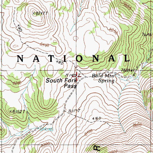 Topographic Map of South Fork Pass, NV