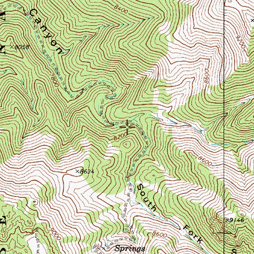 Topographic Map of South Fork Shoshone Canyon, NV