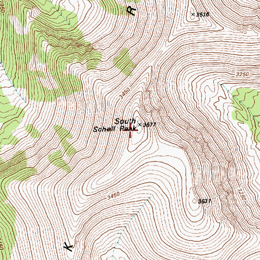 Topographic Map of South Schell Peak, NV