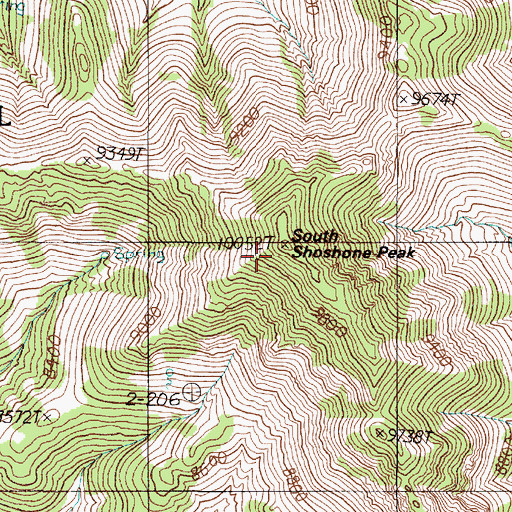 Topographic Map of South Shoshone Peak, NV