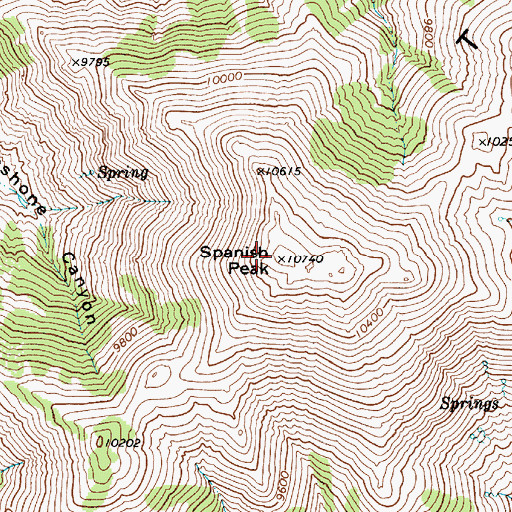 Topographic Map of Spanish Peak, NV