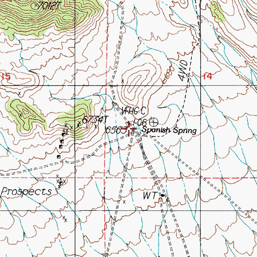 Topographic Map of Spanish Spring, NV
