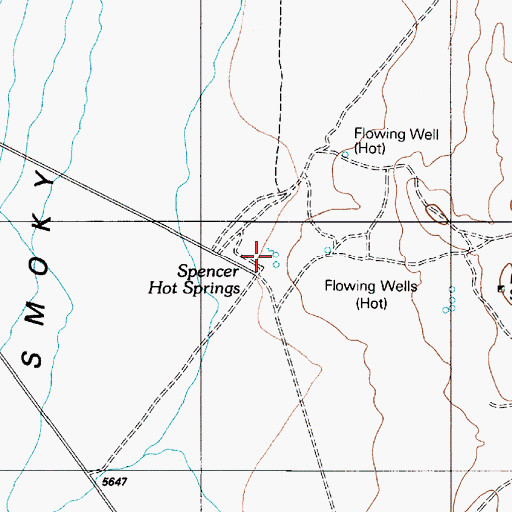 Topographic Map of Spencer Hot Springs, NV