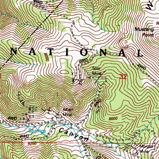 Topographic Map of Spor Mine, NV