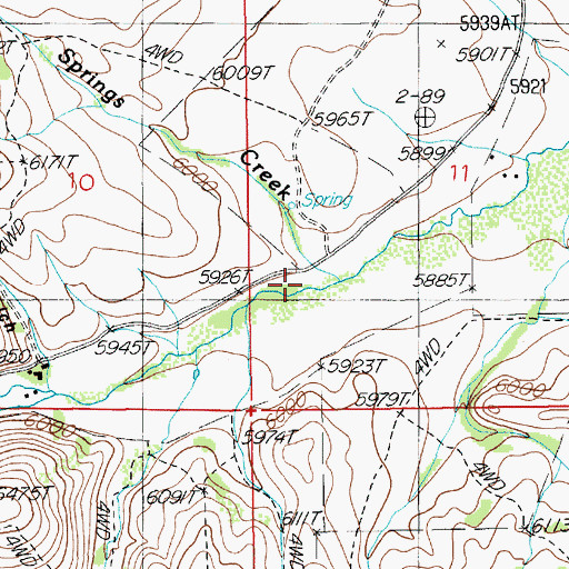Topographic Map of Springs Creek, NV
