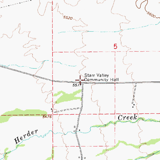 Topographic Map of Starr Valley Community Hall, NV