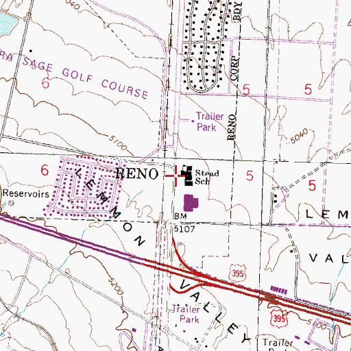 Topographic Map of Stead Elementary School, NV