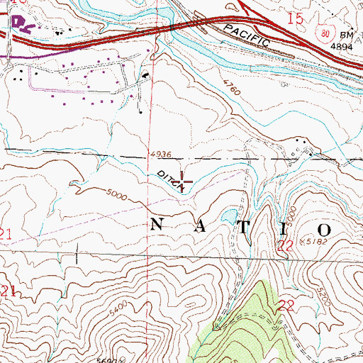 Topographic Map of Steamboat Ditch, NV