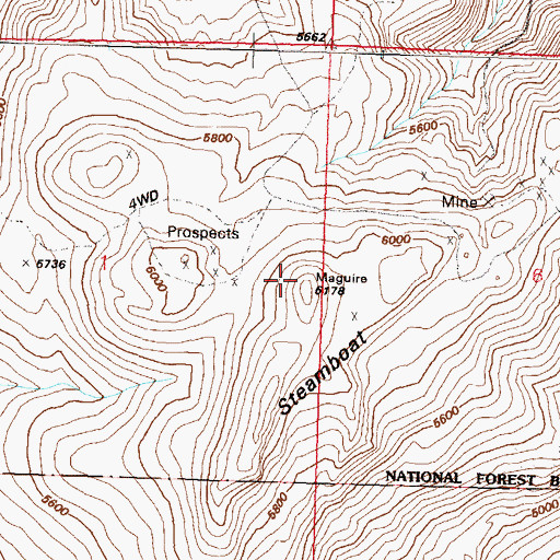 Topographic Map of Steamboat Hills, NV