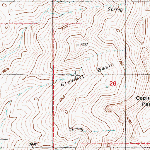 Topographic Map of Stewart Basin, NV