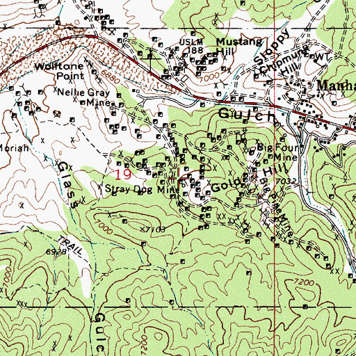 Topographic Map of Stray Dog Mine, NV