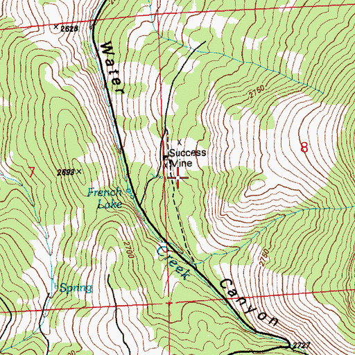 Topographic Map of Success Mine, NV