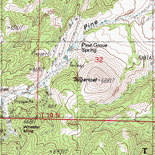 Topographic Map of Sugarloaf, NV