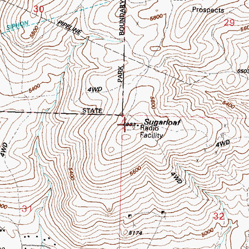 Topographic Map of Sugarloaf, NV