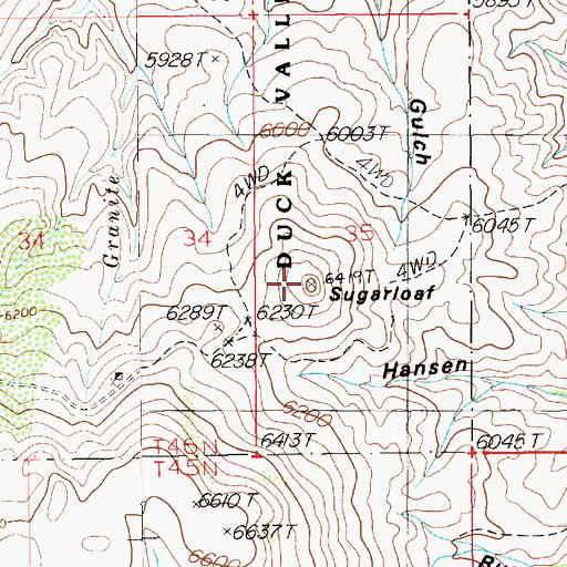 Topographic Map of Sugarloaf, NV