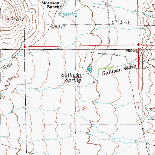 Topographic Map of Sullivan Spring, NV