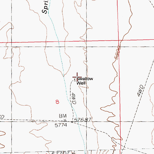 Topographic Map of Swallow Well, NV