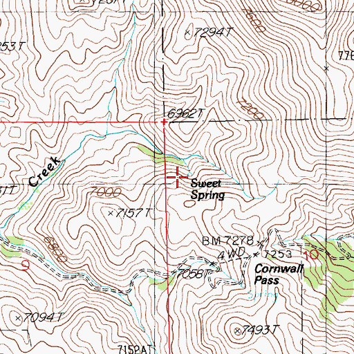 Topographic Map of Sweet Spring, NV