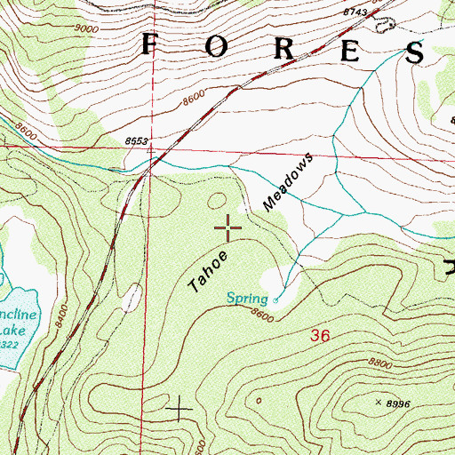 Topographic Map of Tahoe Meadows, NV