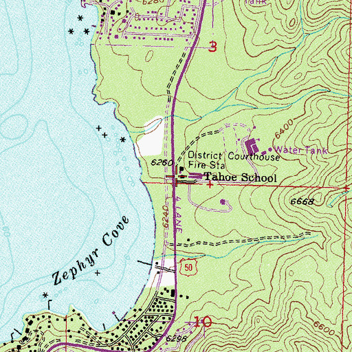 Topographic Map of Tahoe School (historical), NV