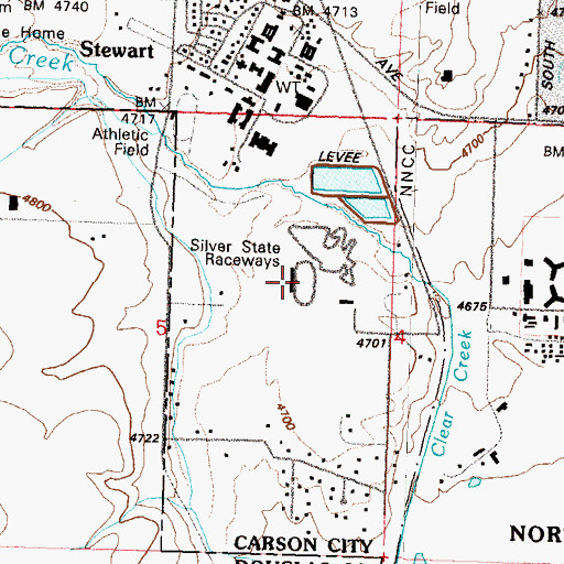 Topographic Map of Tahoe-Carson Speedway, NV