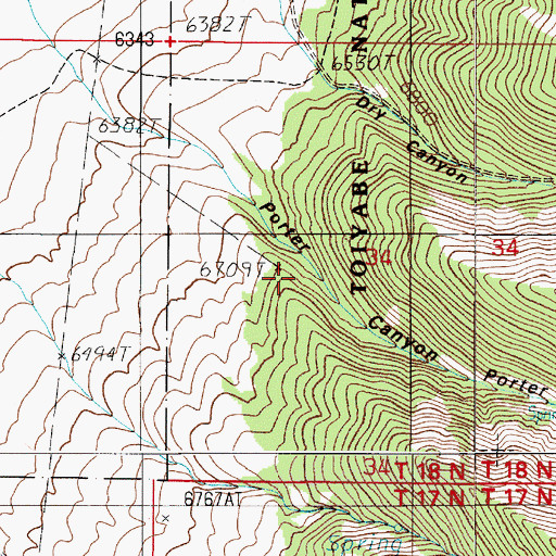 Topographic Map of Porter Canyon, NV