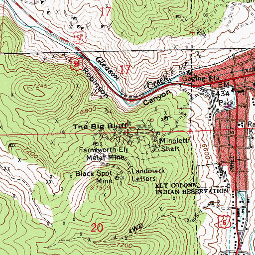 Topographic Map of The Big Bluff, NV