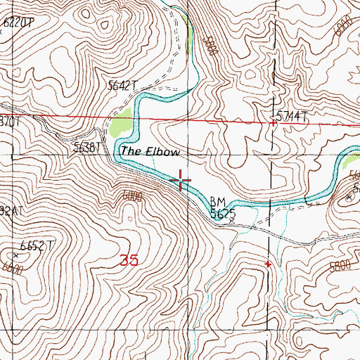 Topographic Map of The Elbow, NV