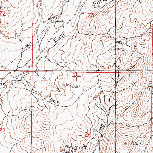 Topographic Map of The Granites, NV